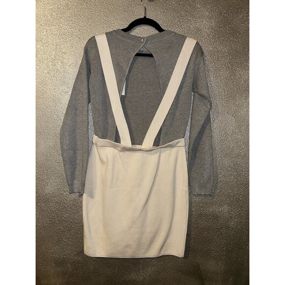 English Factory Academia Preppy Baddie Artsy Gray Open Back Suspender Dress - Picture 6 of 14